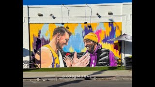 CLOSE LOOK! Luka Doncic \u0026 Kobe Bryant mural in Los Angeles. The details are just awesome!