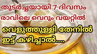 രാവിലെ വെറും വയറ്റിൽ വെളുത്തുള്ളി തേനിലിട്ടു കഴിച്ചാൽ.#health,#garlic,#honey, #malayalamhealthtips