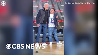 Michael J. Fox and Christopher Lloyd share hug onstage and New York Comic Con