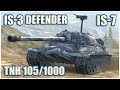 IS-7, IS-3 Defender & TNH 105/1000 • WoT Blitz Gameplay