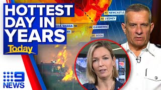 Sydney bracing for hottest day in years; Extreme fire danger in NSW | Weather | 9 News Australia