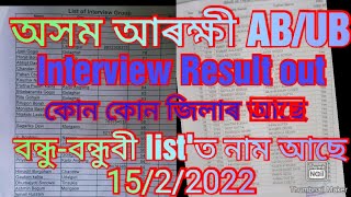 Assam police AB/UB  result 2022