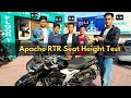 New TVS Apache 160 4v Seat Height Test|Best Heights to Ride the Bike🔥|Short Height can Ride?😱