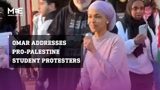 Ilhan Omar addresses pro-Palestine student protesters at University of Minnesota