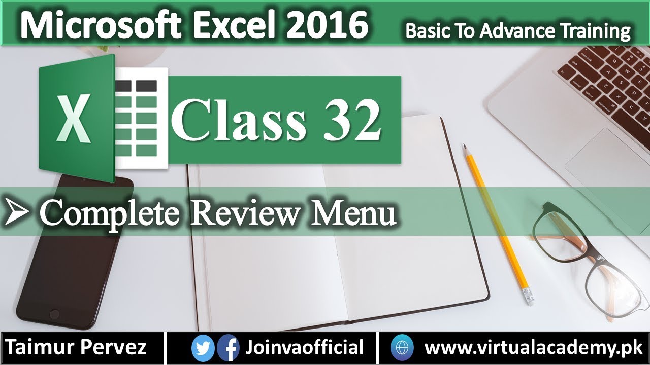 Complete Review Menu In Microsoft Excel | Microsoft Excel 2016 Complete ...