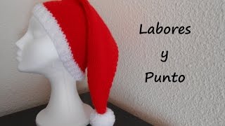 Como tejer gorro Papa Noel o Santa Claus en dos agujas