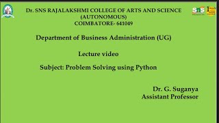 Dictionary in Python | Problem diving using Python | SNS Institutions
