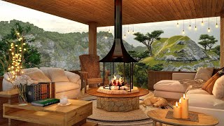 Cozy Spring Terrace on Treehouse Ambience with Birdsong and Fireplace Sounds for Sleep & Relaxation