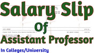 ASSISTANT PROFESSOR SALARY SLIP/STATEMENT UGC 7th PAY IN COLLEGE/UNIVERSITY 2020