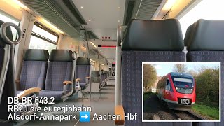 DB BR 643.2 (TALENT)/ RB20 die euregiobahn / Mitfahrt Alsdorf-Annapark ➡️ Aachen Hbf