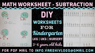 DIY worksheets for kindergarten LKG UKG Nursery | Math worksheets Subtraction #shorts #1minworksheet