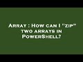 Array : How can I 