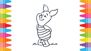 How to Draw Piglet Step by Step | Winnie the Pooh Drawings