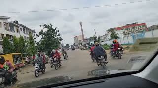 Drive through the streets of  Bonamussadi Douala Cameroon. Drive through  in Douala Cameroon