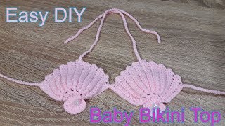 D.I.Y. Tutorial - Easy Crochet Shell Bikini for baby 1Y| ถักโครเชต์บิกินี่  แบบง่ายๆ ให้ลูกรัก