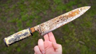 I Restored This 2$ Junk Kitchen Knife - Old Knife Restoration & Repair