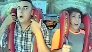 Guy Continuously Passes Out on Sling shot Ride