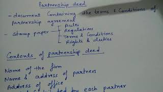 Partnership deed and contents of partnership deed (class 11 business studies)