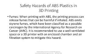 Episode 30 Safety Hazards of ABS Plastics in 3D Printing