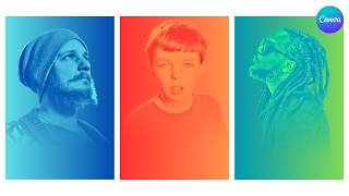 How to Blend Image with Gradient Background in Canva Gradient Faded Duotone Effect
