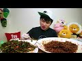 flower pig 꽃돼지 짜파게티4개랑 부추김치 꿀조합 꿀맛 먹방 jajangmyeon korean kimchi mukbang eating show