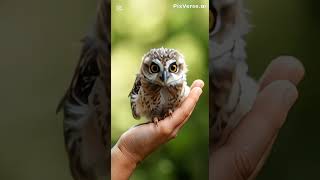 🦉 Cutest Tiny Owl! Those Big Eyes! 😍 #adorable