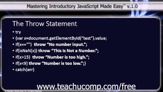JavaScript Training Tutorial The Throw Statement