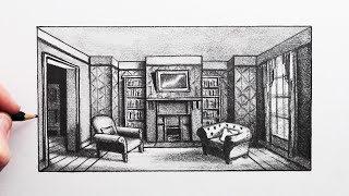 How to Draw Room using 1-Point Perspective: 221b Baker Street
