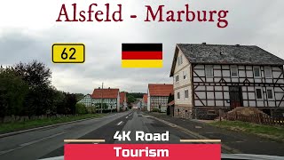 Driving in Germany from Alsfeld to Marburg through villages