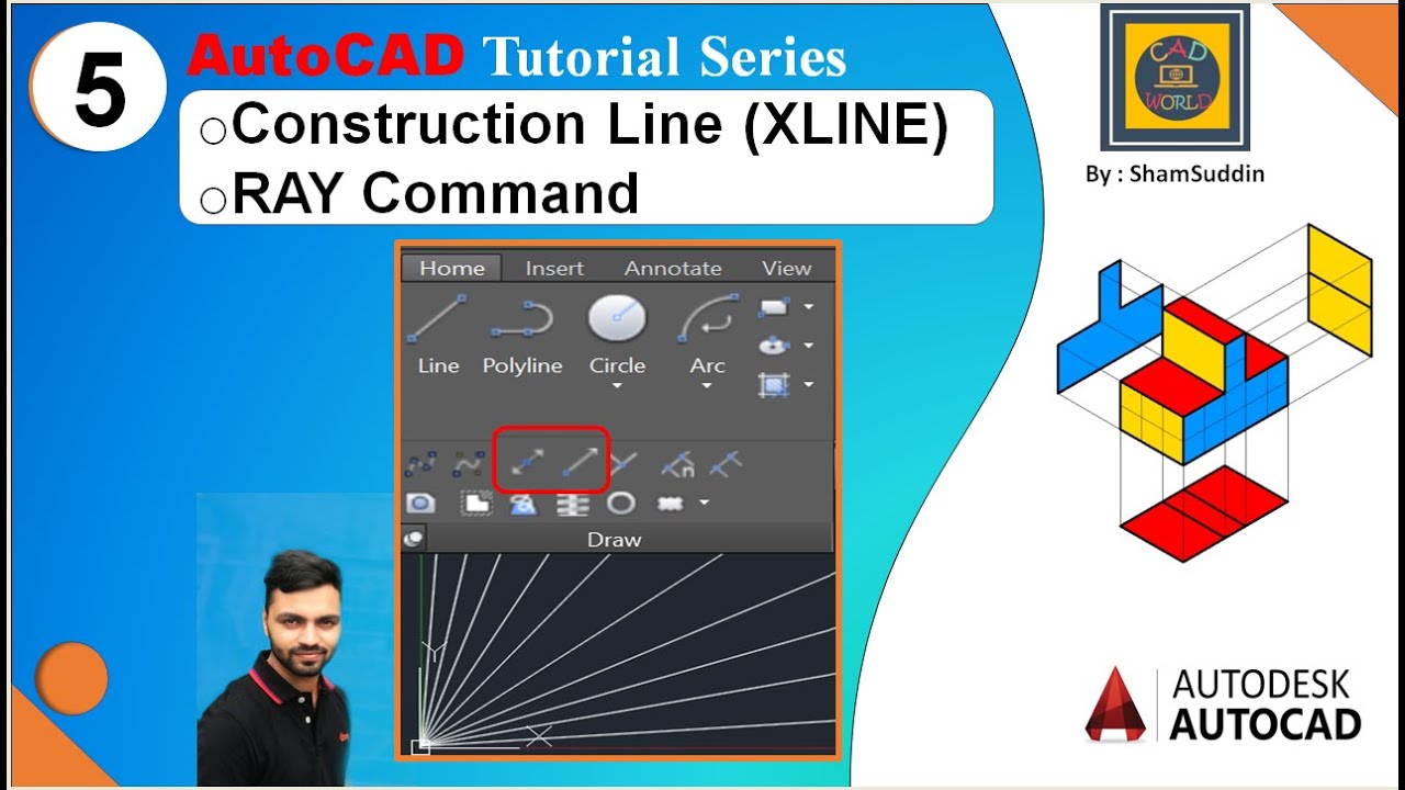 #5 | Construction Line (XLINE) & Ray Command | Autodesk-AutoCAD ...