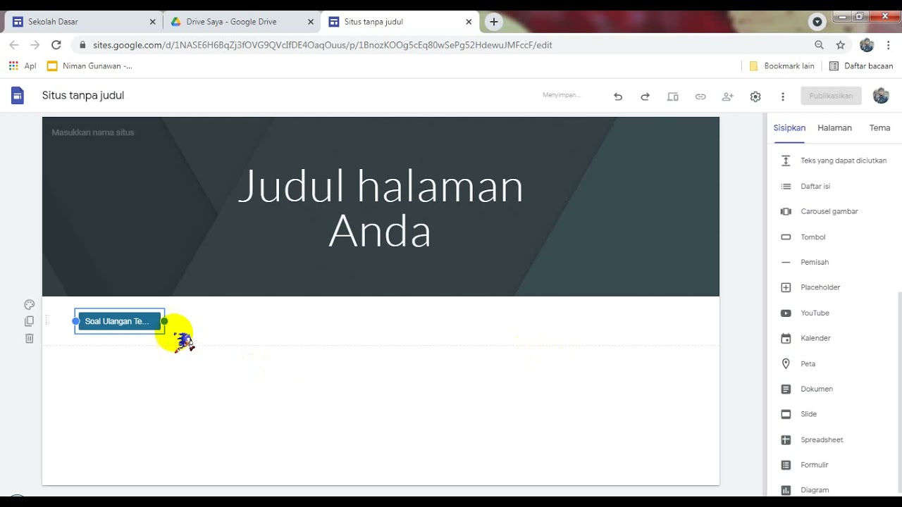 Membuat Tombol Link Di Google Sites - YouTube