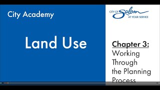 Land Use: Working through the Planning Process