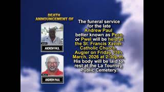 Andrew Paul ~ Short Obituary
