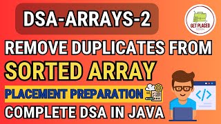 Data Structures- Remove Duplicates From Sorted Array| Data Structures and Algorithms| DSA(IN 3 MINS)