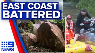 Landslide triggered in Sydney as rain batters coast | 9 News Australia