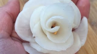 Art in White Radish Rose Flower/ vegetable carving/vegetable art /#shorts #youtubeshorts