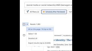 Saving or exporting several articles at once in EBSCO