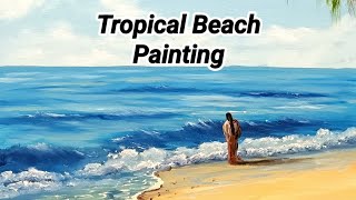 How to paint a Tropical Beach with palm trees in Oils.#paintingforbeginners  #paintingtutorial