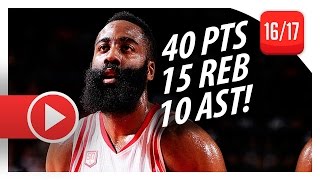 James Harden Full Triple-Double vs Hornets (2017.01.10) - 40 Pts, 15 Reb, 10 Ast, MVP MODE!