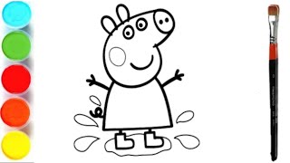 Peppa pig drawing for kids| painting and colouring pages drawing