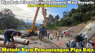 Pipa Baja Terpaksa Dibuat Bergerigi || Proses Pemancangan Pipa Baja Yang Sangat Sulit Di Batu Jomba