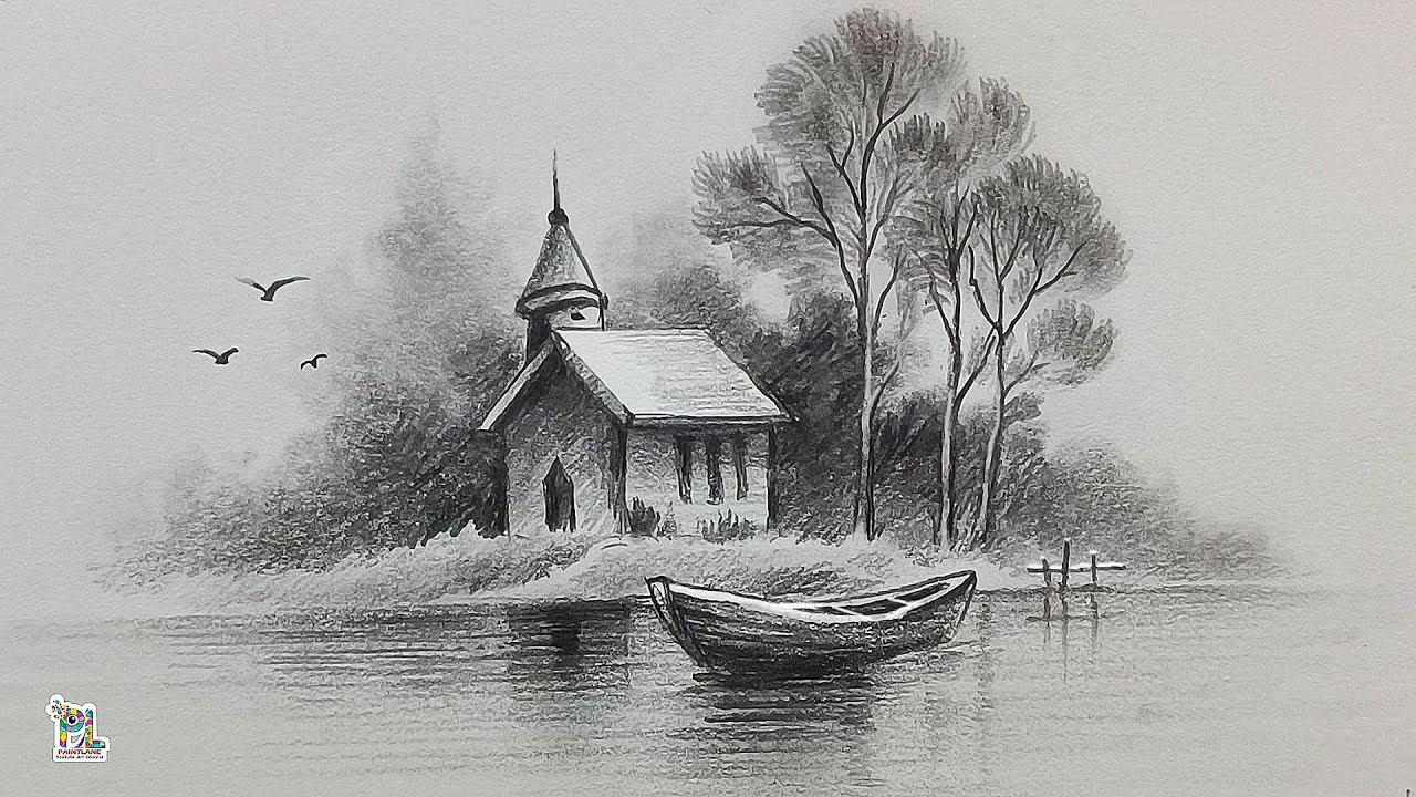 How To Draw Beautiful Scenery Art Youtube