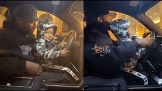 Floyd Mayweather Teaches His Grandson How To Drive In Another Country