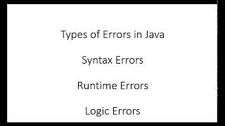 Types of Common Errors in Java programming Eclipse