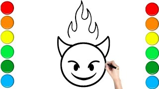 How to Draw Hot Angry Emoji 🔥 😡Mix Emoji drawing #mixemojidrawing