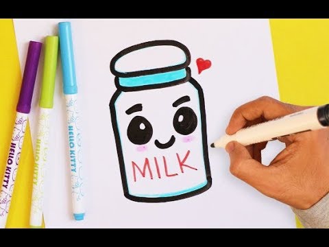 How To Draw A Cute MILK BOTTLE - YouTube