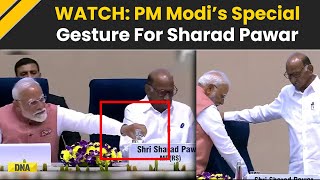 PM Modi Helps Sharad Pawar To His Seat And Offers Water At Marathi Sammelan Inauguration