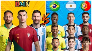 Ronaldo Messi Neymar 🆚 Brazil Argentina Portugal 🔥 Trio Comparison 💪
