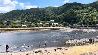 日本京都嵐山 渡月橋 桂川河畔