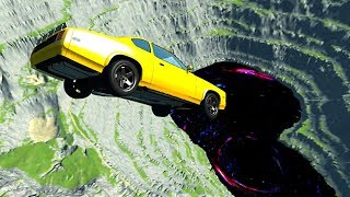 BeamNG drive - Car Jumps & Falls Into Giant Black Hole